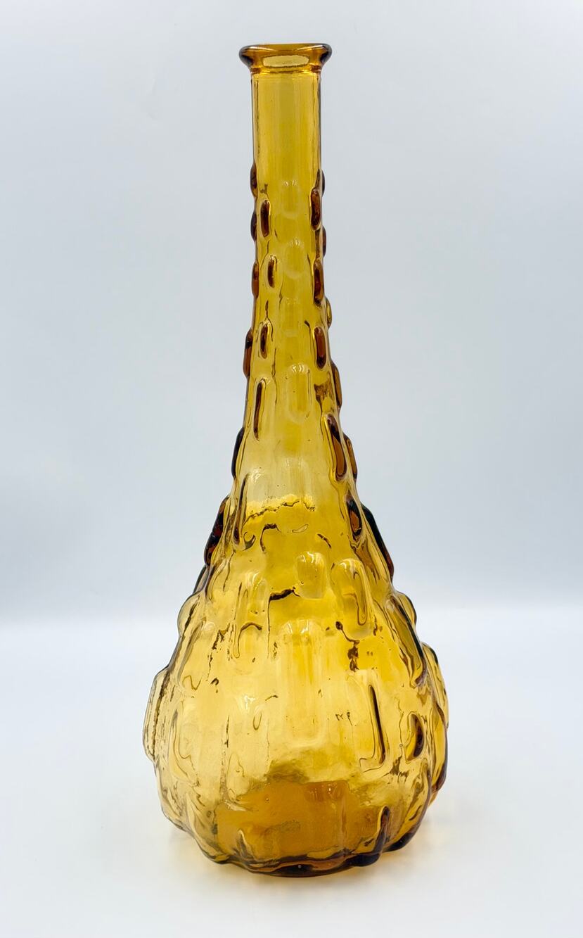 Vintage Italian Empoli Amber Glass Decanter Genie Bottle Bud Vase NO STOPPER